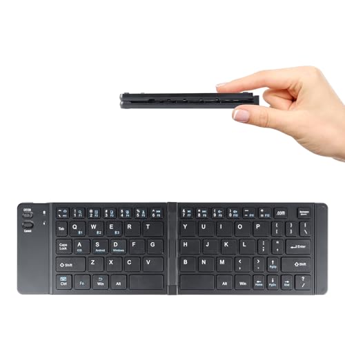 Foldable Bluetooth Keyboard Portable Ultra Slim Multi Device Mini Wireless Keyboard 66 Keys Pocket Size Rechargeable Keyboard Tri-Mode Cordless Keyboard for Laptop Tablet PC Windows iOS Android Black - color: Black
