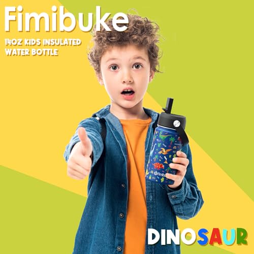 Fimibuke Kids Insulated Water Bottle, 14oz BPA FREE Double Wall Vacuum Tumbler 18/8 Stainless Steel Leak Proof Kids Cups with Straw Metal Water Bottle for School Boys Girls, 2 Pack - color: Game & Soccer