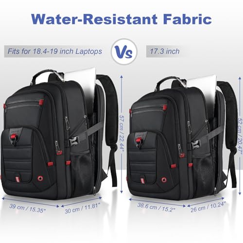 Z-MGKISS 52L Extra Large Travel Backpack for Men&Women, Fit 17.3" Laptops | LifetimeWarranty, Large Capacity, Long-Term Durability, TSA Friendly,Anti-Theft,Water Resistant,Business,College Rucksack Bag - color: Black, size: 17.3 Inch (20''x15''x10'')