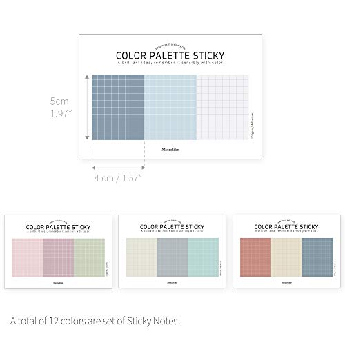 Monolike Color Palette Sticky Grid 300 D Set 4p - Self-Adhesive Memo Pad 30 Sheets - color: Grid 300 D