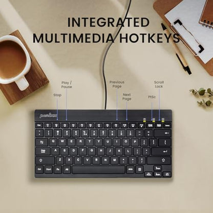 Perixx PERIBOARD-426C Wired Mini Low Profile Keyboard - 10.87x5.43x0.55 inches Dimension - 4.9ft USB C Cable - US English - style: Wired USB Type-C