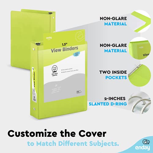 Enday 3 Ring Binder 1.5 Inch, Green Heavy Duty Three Ring Binder, 325 Sheets Capacity - 1.5 Inch Binder for Home School and Office - color: Green, size: 1.5-Inch