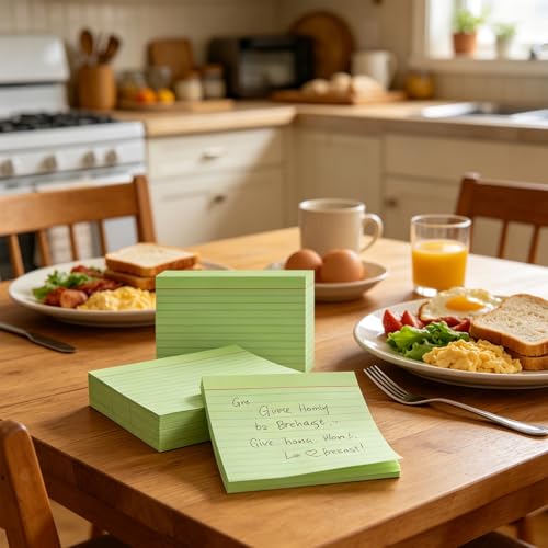 5x7 Green Index Cards - 50 Pcs Large Heavy Duty 250gsm Lined Flashcards - Jumbo Note Cards for Homeschooling, Science Notes & Vocabulary - Thick Ruled Study Cards for College - color: Green - 50 Pack
