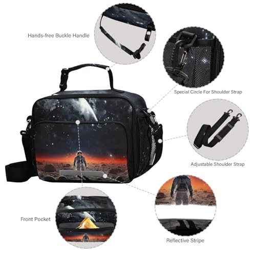 Astronaut Planet Kids Lunch Box Insulated Lunch Bags Cooler Tote Bag with Removable Shoulder Strap for Boy Girl Student 20847413 - color: Astronaut