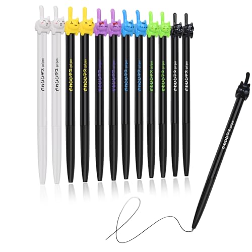 Retractable cat Gel Ink Pens Fine Point 0.5mm for Journaling Smooth Writing Quick-dry No Bleed 12pack Black-Ink - style: Cat pens 12-PACK