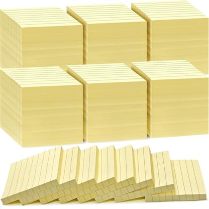 48 Pack Lined Sticky Notes 3x3 in, Yellow Self Sticky Notes with Lines, Post Stickies Sticky Memo Note Pads for School and Office Supplies, Yellow - color: Yellow