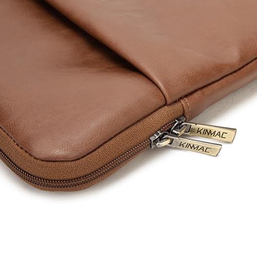 Kinmac 360° Protective Vertical Laptop Sleeve Case Cover Bag (Coffee PU, 12.5 inch-13.3 inch) - color: Coffee PU, size: 12.5 inch-13.3 inch