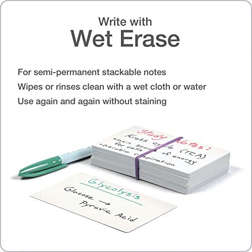 Oxford Dry Erase Index Cards, 3x5 Blank, Reusable Flash Cards, Double Sided Dry & Wet Erase Cards for Gaming, Study or Vocabulary, 100-Pack (63515) - style: 100 Blank