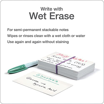 Oxford Dry Erase Index Cards, 3x5 Blank, Reusable Flash Cards, Double Sided Dry & Wet Erase Cards for Gaming, Study or Vocabulary, 100-Pack (63515) - style: 100 Blank
