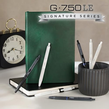 Zebra Pen G-750LE Signature Series Retractable Gel Pen, Black Ink, 0.7mm Medium Point, Pearl White Durable Compact Brass Barrel, Comfort Grip, Rapid Dry Ink, Japanese Craft Detail, 1-Pack (49611)