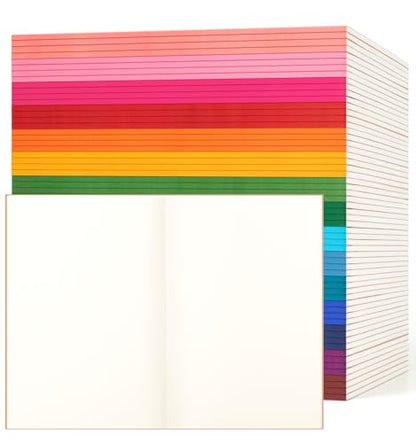 60 Pack Blank Notebook Journals Bulk, A5 Unlined Paper Composition Notebook, 8.3”x 5.5”, Kraft Cover with Rainbow Spines, 15 Colors 60 Pages for School Office Travel - color: Rainbow, style: Blank-60pack