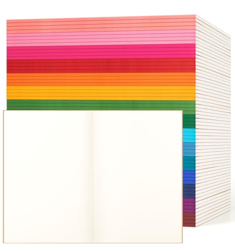 60 Pack Blank Notebook Journals Bulk, A5 Unlined Paper Composition Notebook, 8.3”x 5.5”, Kraft Cover with Rainbow Spines, 15 Colors 60 Pages for School Office Travel - color: Rainbow, style: Blank-60pack