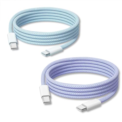 3FT USB C Cable,USB C to USB C Cable [2-Pack] Android Auto Cable Short USB Type C Cable Braided Car Cord for Google Pixel 9 Pro XL 8 Pro 8 7a 7 6a 6 5XL, Samsung Galaxy S23 Ultra S22 S21 A14 A54 A13 - color: Blue, Purple