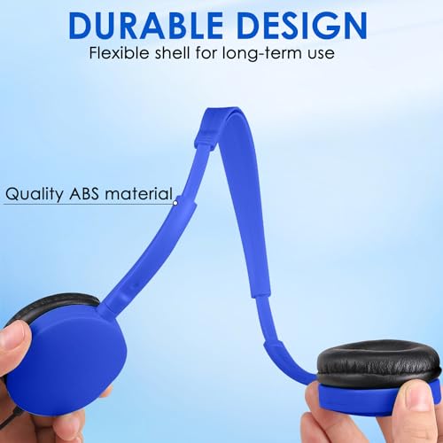25 Pack Bulk Headphones for Kids Classroom School Students, Wholesale Wired Durable On-Ear Headphones for Children Teen Boys Girls Toddler Adult(Blue, 25 Pack)