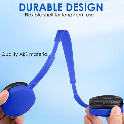 25 Pack Bulk Headphones for Kids Classroom School Students, Wholesale Wired Durable On-Ear Headphones for Children Teen Boys Girls Toddler Adult(Blue, 25 Pack)