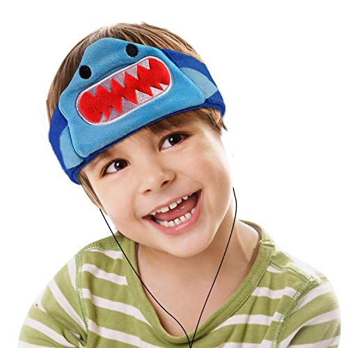Contixo H1 Kids Headphones, 85dB Volume Limiting with Adjustable Speakers Soft Children Fleece Headband Toddler Headphones - style: Shark