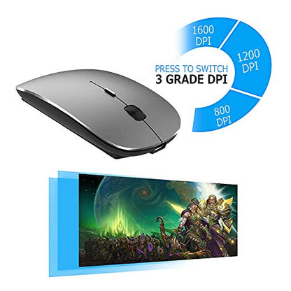 KLO Bluetooth Mouse for MacBook/Laptop/Notebook/pc/iPad/Chromebook, Wireless Mouse for MacBook Pro/AIR (Grey) - color: Grey