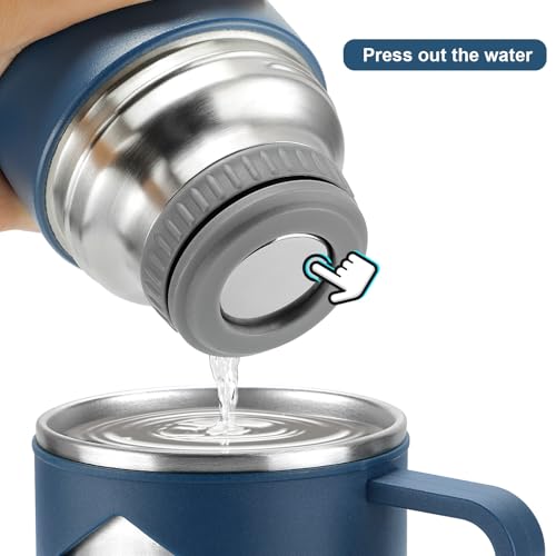 Stainless Steel Thermo 700ml/23.7oz Vacuum Insulated Bottle with Cup for Coffee Hot drink and Cold drink water flask.(Blue,Single) - color: Blue (Single), size: 23.7 Ounces