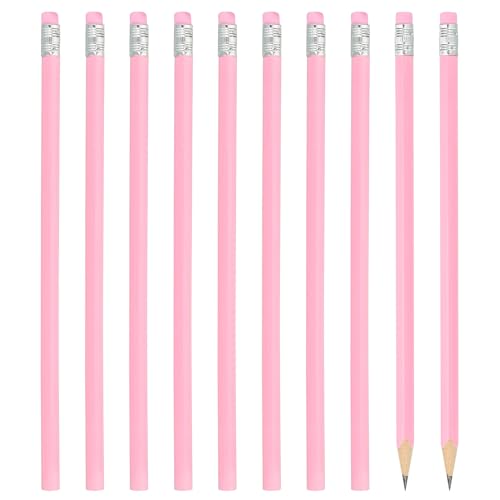 PATIKIL Round Pencils, 48 Pack HB Graphite Pencils with Eraser Wood Pencils Cute Pencil for Classroom Teacher Office Supplies, Pink - color: Pink