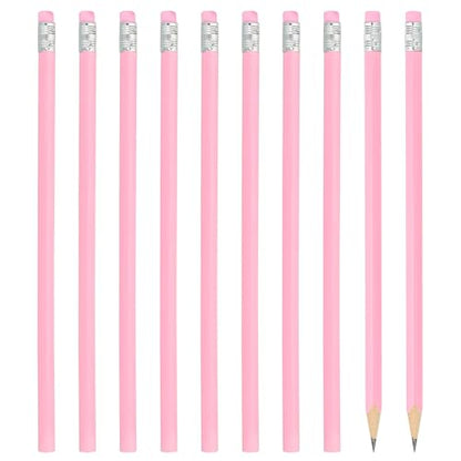 PATIKIL Round Pencils, 48 Pack HB Graphite Pencils with Eraser Wood Pencils Cute Pencil for Classroom Teacher Office Supplies, Pink - color: Pink
