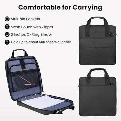 3 Ring Zipper Binder, Durable School Zip Binder, 2" 500 Sheets | Sturdy organizer with strap & pockets fits laptops. Internal pouch keeps daily tech gear easy to carry. - color: Black
