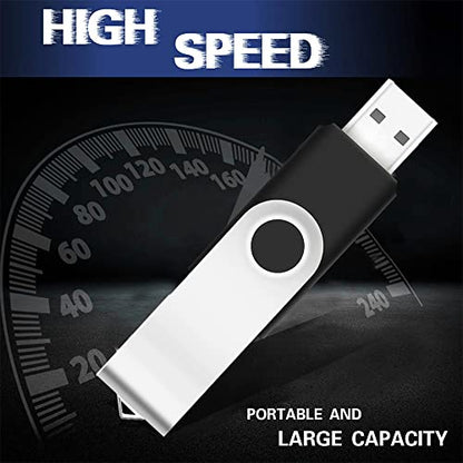 100Packs 8GB Flash Drive Bulk EASTBULL FAT32 USB2.0 Thumb Drive (Black) | Swivel Thumb-Drives Pack 8G USB Drive Bulk Pen Drive with 100 Lanyards for Data Storage - size: 8GB, style: 100Pack
