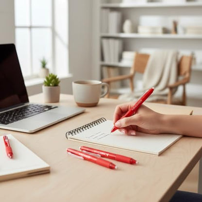 Volcanics Erasable Gel Pens Red Ink, 12 Pack Retractable Clicker Gel Ink Pen, 0.7mm,Fine Point Smooth Writing for Office Work Journaling - color: Red