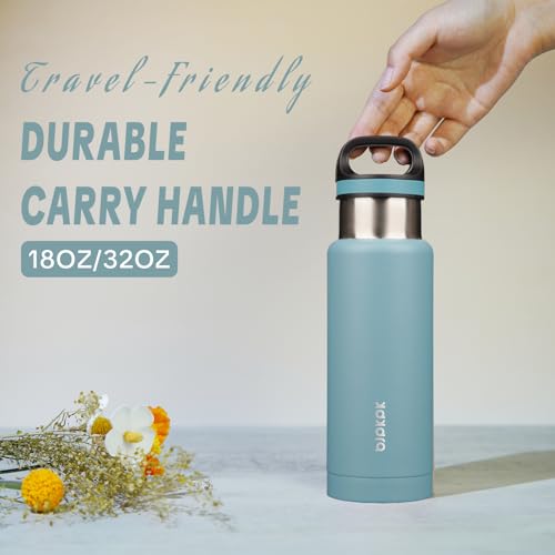 BJPKPK Insulated Water Bottle 18OZ Stainless Steel Water Bottle with Handle Double Walls Vacuum Insulated BPA Free Flask, Light Blue - color: Light Blue, size: 18 Ounces