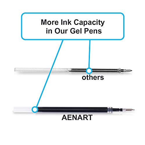 Aen Art 30 Gel Pens - Retractable Gel Ink Roller Pens for Writing, Black 0.7mm Fine Point- for Office, School - Quick Dry + Rubber Grips