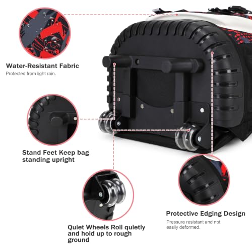 Bevalsa Rolling Backpack for Boys, Roller Backpack with Wheels, Wheeled School Bag with Sling Bag, Lunch Box & Pen Case for Kids Children Teens Elementary Middle Student Glow In The Dark - color: Spider