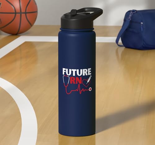 Future RN Nurse Nursing Student Registered Nurse In Training Stainless Steel Insulated Water Bottle - color: Navy Blue