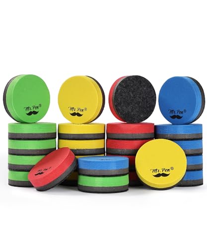 Mr. Pen- Round Magnetic Dry Erase Erasers, 24 Pack | Colorful Small Magnetic Whiteboard Dry Erase Erasers Bulk for Kids, Teachers, Students and Classroom Supplies - color: Bright Colors, size: Round
