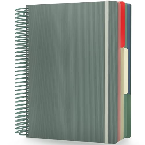 EUSOAR Spiral Graph Paper Notebook, A4 9.25" x 11.7" Large 3 Subject Notebook Journal, Grid Graph Ruled Paper Composition Notebook 240 Pages with Pocket for Math, Science and Engineering Students - color: Green, style: A4 Graph