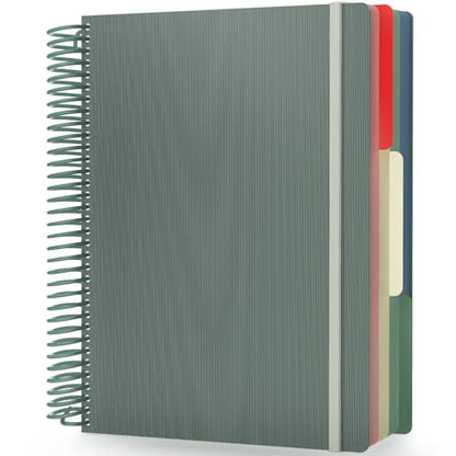 EUSOAR Spiral Graph Paper Notebook, A4 9.25" x 11.7" Large 3 Subject Notebook Journal, Grid Graph Ruled Paper Composition Notebook 240 Pages with Pocket for Math, Science and Engineering Students - color: Green, style: A4 Graph