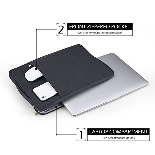 15.6 Inch Laptop Sleeve Case Water-Resistant Protection Cover with Front Pocket Retractable Handle Computer Bag for 15.6 Inch Notebook Chromebook, Black - color: Black, size: 15.6"