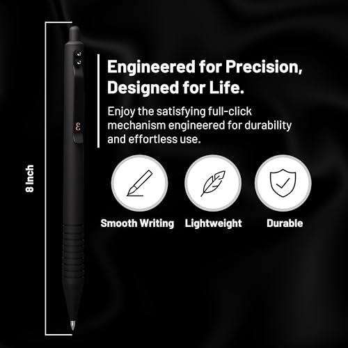 Everyman Black Grafton Super Matte Full Click Refillable Gel Pen | Durable EDC Writing Tool with Deep Grip | Smooth 0.7mm Ink Flow for Daily Use, Notes, Journaling, and Office Essentials - color: Black, style: Full Click