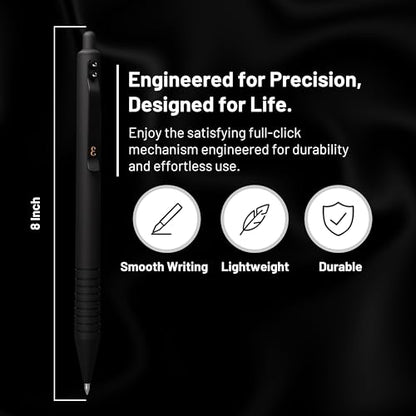 Everyman Black Grafton Super Matte Full Click Refillable Gel Pen | Durable EDC Writing Tool with Deep Grip | Smooth 0.7mm Ink Flow for Daily Use, Notes, Journaling, and Office Essentials - color: Black, style: Full Click