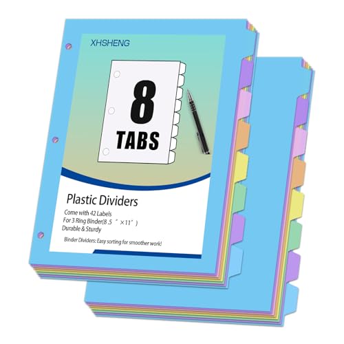 16Pcs/2 Sets Binder Dividers for 3 Ring Binder,8 Tab Plastic Dividers with Tabs, Pastel Color File Dividers, Notebook Dividers for School, Office - size: 2 Sets, style: Pastel