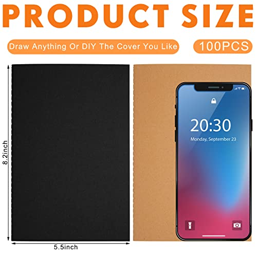 Mimorou 100 Pcs Journals Notebooks Bulk - Kraft Softcover A5 Small Notebooks 5.5 Inch x 8.3 Inch Notepads with 60 Page 30 Sheet for Writing Sketch Travel Office Supplies(Black, Brown,Lined) - color: Black, Brown, style: Lined