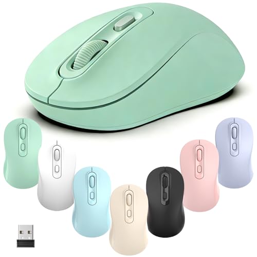 Wireless Mouse, 2026 New Model, Silent Click Ergonomic Design, Portable, 4 Buttons, Adjustable DPI (800/1200/1600), for Laptop/PC/Office (Green) - color: green