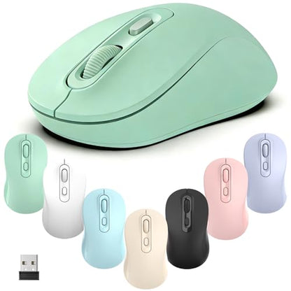 Wireless Mouse, 2026 New Model, Silent Click Ergonomic Design, Portable, 4 Buttons, Adjustable DPI (800/1200/1600), for Laptop/PC/Office (Green) - color: green
