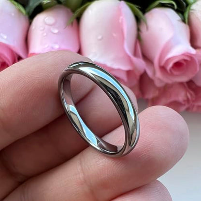 TUTISS 3mm 4mm 5mm 6mm 7mm 8mm 10mm Silver/Gold Tungsten Rings for Men Women Couple Fashion Jewelry Engagement Wedding Bands Domed Polished Comfort Fit - color: 3mm Tungsten