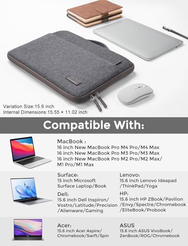 DOMISO 15.6 inch Laptop Case Sleeve Protective Cover Compatible with 16 inch MacBook Pro M4 M3 M2/Pro Max,15.6-16 inch HP Dell ASUS Lenovo Chromebook,Waterproof Computer Cases Bag,Dark Grey - color: Dark Grey, size: 15.6"