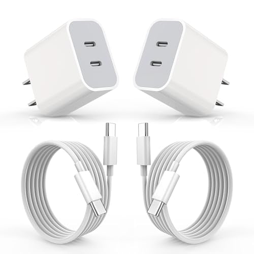 iPhone 16 Charger,USB C Charger Fast Charging,2Pack Dual Type-C Port PD Charging Block iPhone 15 Adapter with 2Pack USBC to USBC Cable,Fast Charging for iPhone 16/16 Pro/15/15 Pro Max,iPad Pro - size: 3FT