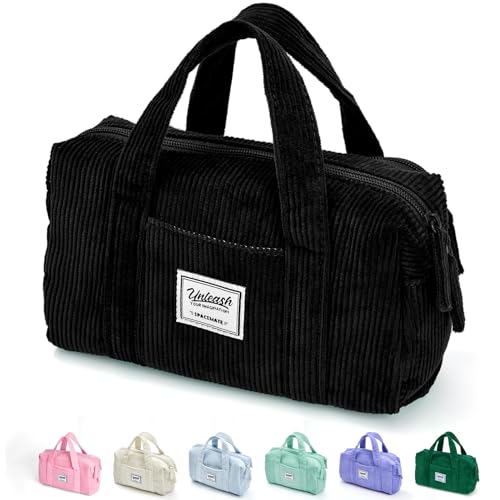 SPACEMATE Pencil Case Pouch Box Bag School Supplies Girls Boys Kids, Cute Preppy Stuff Large Big Capacity Aesthetic Pen Organizer, Back to College Stationary, Coal Black, Corduroy Style, 1800ml - color: Coal Black