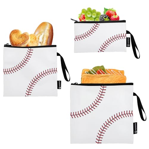 Reusable Food Storage Bags Baseball 3 Pack Set Lunch Bag Compact Sandwich Snack Bag Small Medium Large for Lunch, Travel & Organization - color: Bag 20