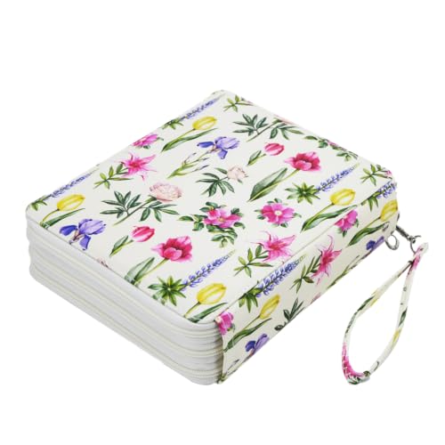 YOUNGCOL 120 Slots Colored Pencil Case Color Pencil Organizer Storage Large Capacity Pencil Case (Faint Yellow + Flower) - color: Faint Yellow + Flower, size: 120 Slots