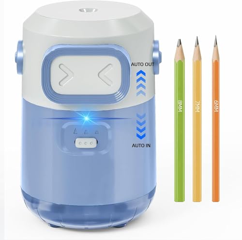 Electric Pencil Sharpener for Classroom Home, Automatic Colored Pencil Sharpener for Kids, Auto Stop for 6-8mm No.2/Colored Pencils, Cute Pencil Sharpener Battery Powered, School Supplies