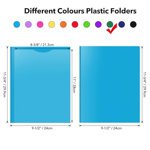 Briartw Heavy Duty Plastic Pocket Folder with Prongs for Letter Size Paper - 6 Pack Dark Green File Folder with Clear Front Pocket - 2 Pockets and 3 Prongs,As Well As 2 Card Slots - Pocket Folders - color: Dark Green