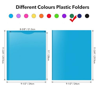 Briartw Heavy Duty Plastic Pocket Folder with Prongs for Letter Size Paper - 6 Pack Dark Green File Folder with Clear Front Pocket - 2 Pockets and 3 Prongs,As Well As 2 Card Slots - Pocket Folders - color: Dark Green